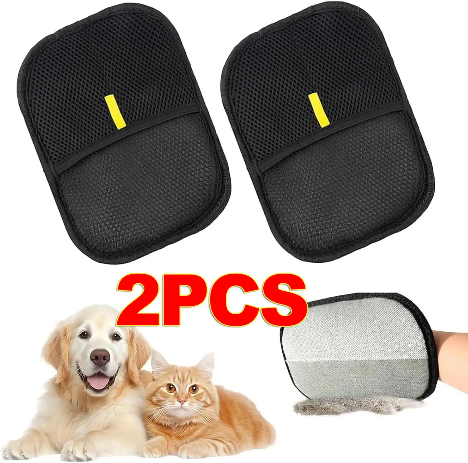 Guante eliminador de pelo para mascotas, guantes de piel de doble cara, guantes magnéticos de piel para perros y gatos para lavar, limpieza de alfombras y sofás, 1/2 Uds.