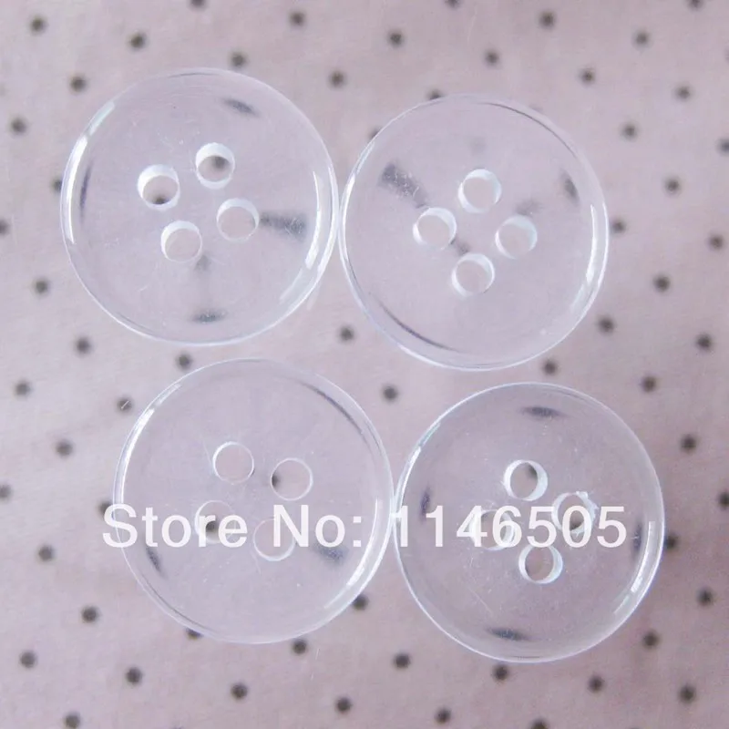 50pcs Resin Button Transparent Shirts Button Round Craft Supplies Sewing Scrapbooking Accessories Bulk 15mm 4-Hole