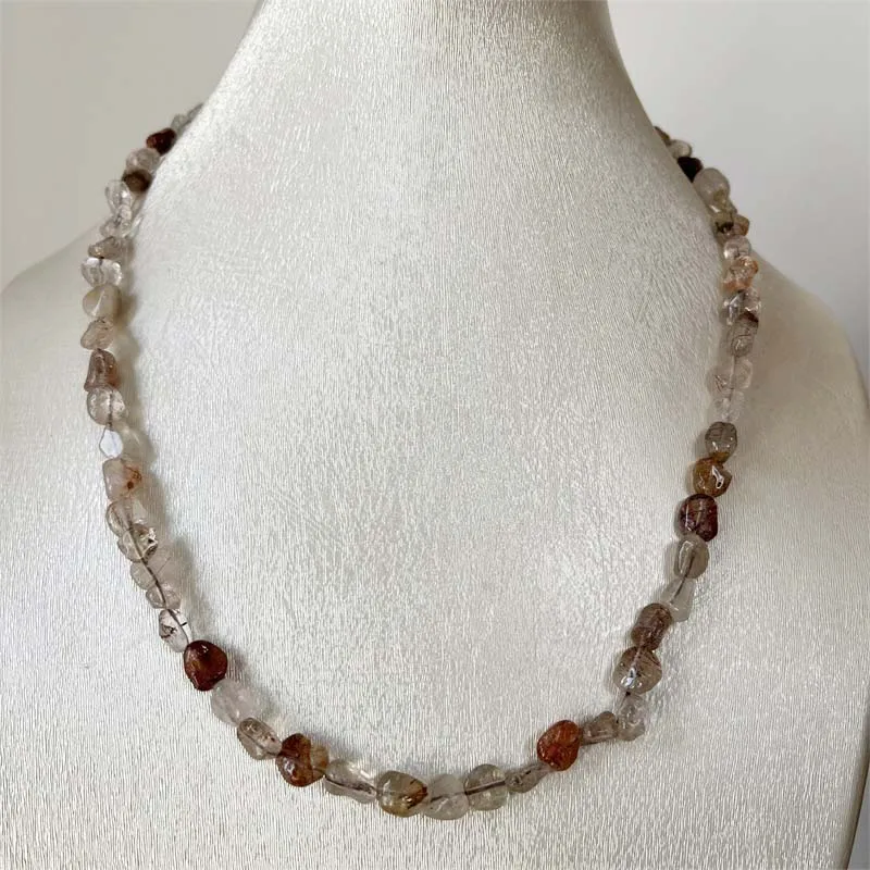 Não tingido cabelo de cobre rutilado quartzo pepita pedra natural colar feminino pedra preciosa preciosas jade yoga jóias feminino