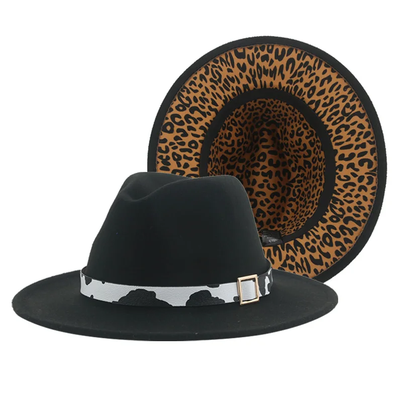 

Fedora Hat Hats for Women Hats for Men Panama Felted Caps Patchwork Leopard Vintage Casual Western Cowboy Hats Chapeau Femme