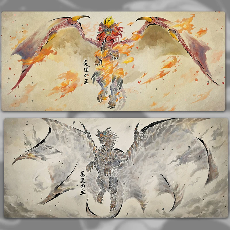 Elder Dragon Japanese Mousepad Table Mat Ink Wash Watercolor Monster Hunter Wilds Gaming Mouse Pad Keyboard Carpet Desktop Mat