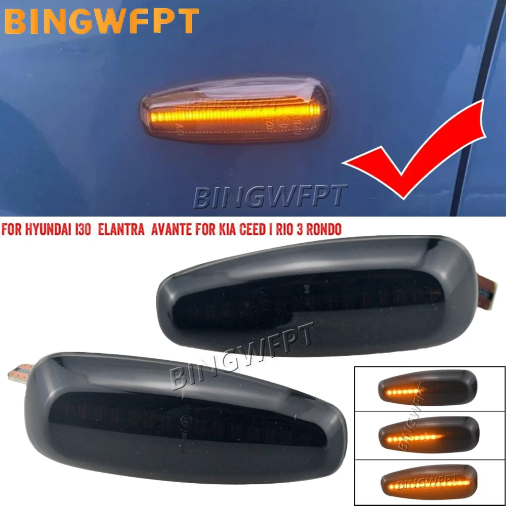 Car LED Dynamic Side Marker Light Turn Signal Lamps For Kia Ceed ED Pro Rio 3 Carens Rondo 7 Hyundai i30 Grandeur mk4 Avante HD