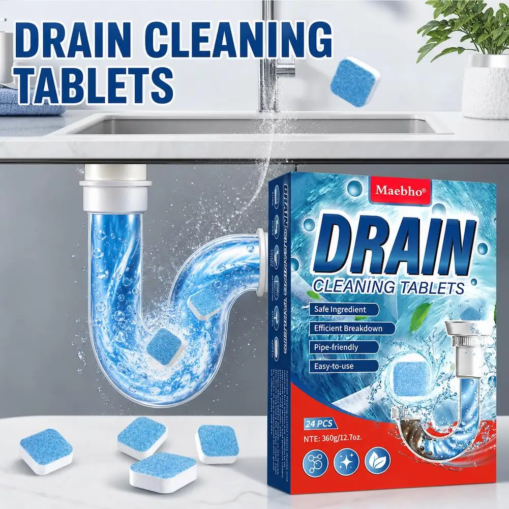 Drain Cleaning Tablets Powerful Sink Unblocking Foam Cleaner Oil Clog Remover Deodorizer Dissolver Safe For Pipes view 3