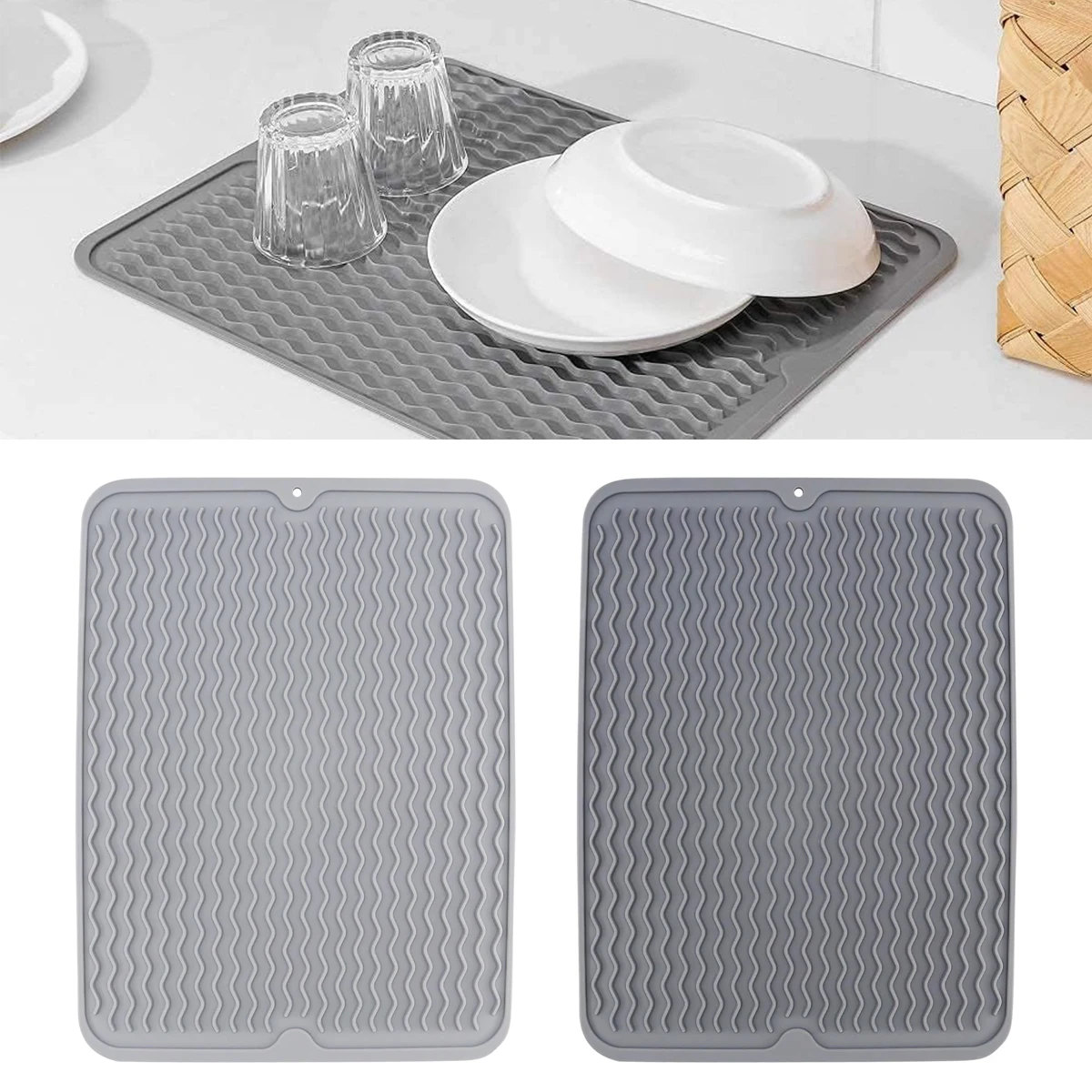 

1Pcs Foldable 40*50cm Drying Heat Insulation Soft Rubber Dishes Sink Mat Table Kitchen Home Anti Slip Drying Dishes Drain Mat