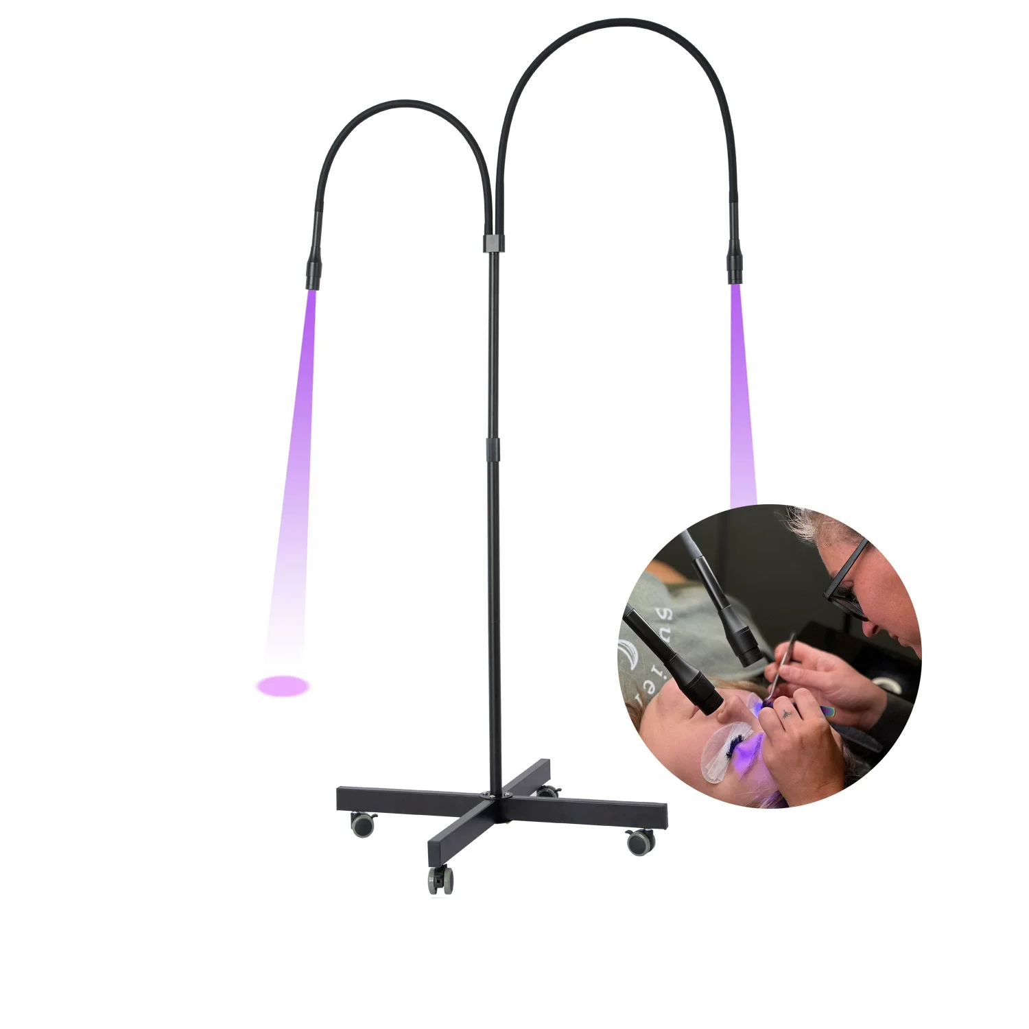 Doppia testa della lampada UV Lash Light Colla per ciglia UV 5/10W LED Estensioni ciglia Innesto Lampada polimerizzante Colla per manicure Cura in 2-3 secondi