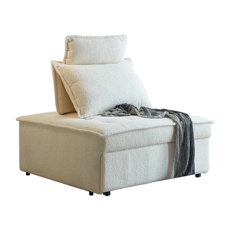 

Wabi sabi wind fabric sofa bed, living room lazy tofu single combination sofa