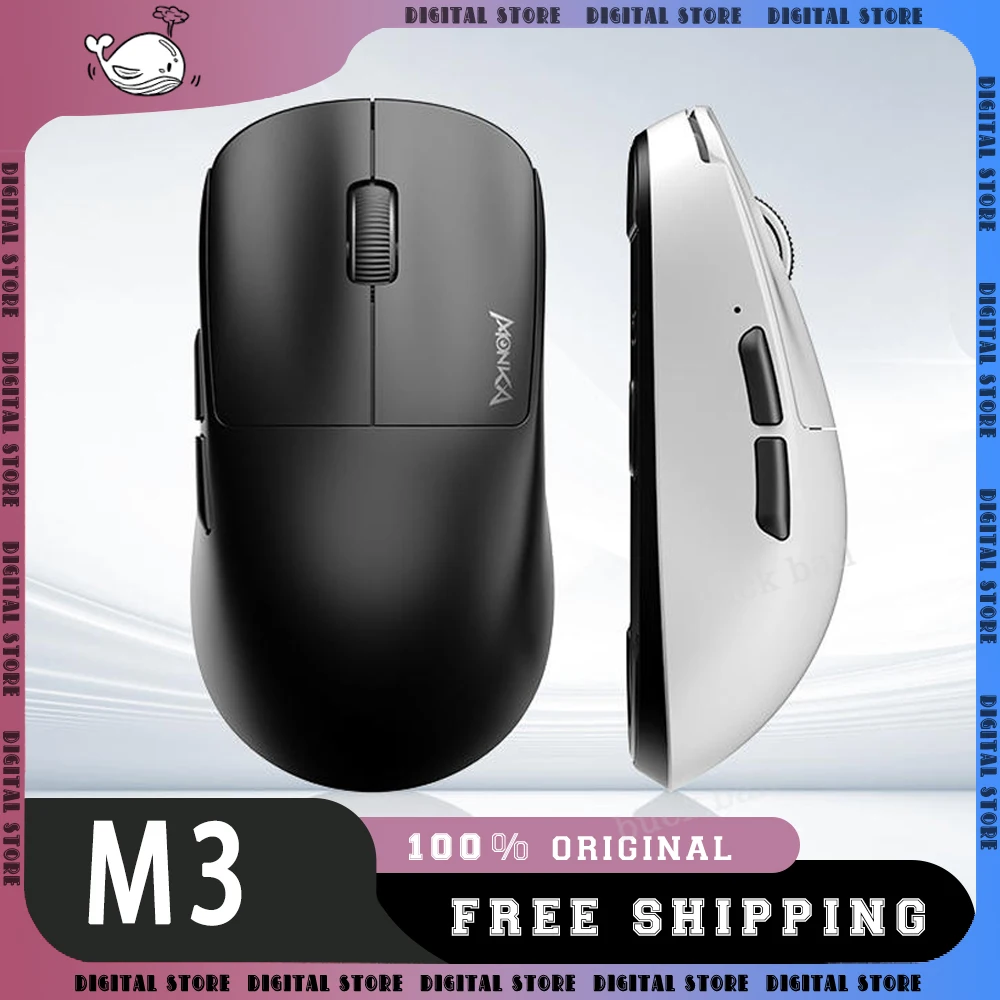 

Monka M3 Gamer Mouse 3Mode USB/2.4G/Bluetooth Wireless Mouse PAW3395 Lightweight Mouse 650IPS Low Latency Office Gamer Mice Gift