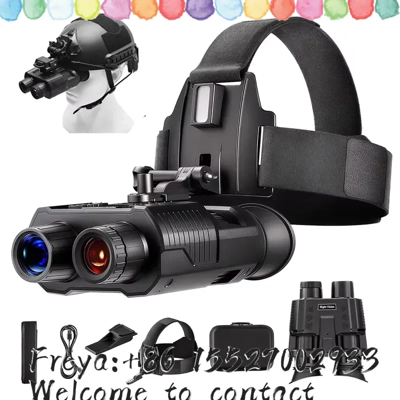 NV8000 3D Helmet Mounted Night Vision Goggles 8X Zoom Night Vision Tactical Binoculars Rechargeable HD Portable Hunting