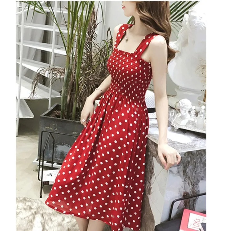 

Robe Femme Summer Polka Dot Womens Dresses Elegant Square Neck Sleeveless Chiffon Long Dress Super Discount Vestidos Para Mujer