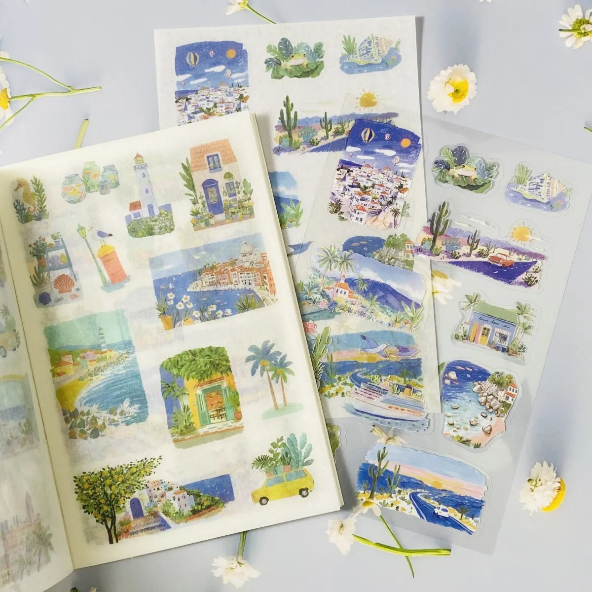 Journamm 20sheets Scrapbook Stickers Dual-material Sticker Set for Decorating Journals Art and Craft Decoration Stickers