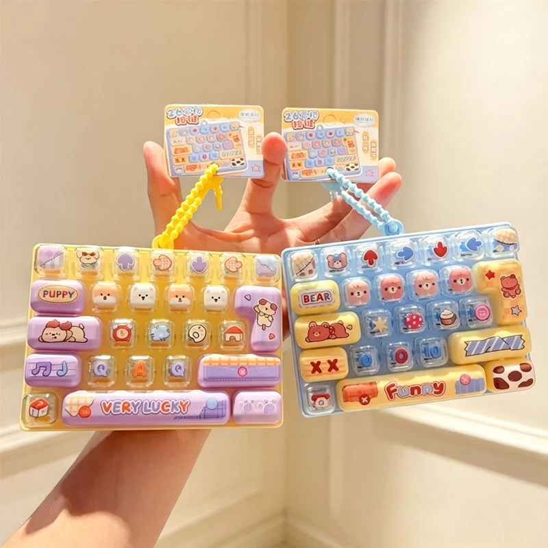 In Stock 26Grid Keycap/,Clicker Anti Stress Fidget Keyboard Keychain Decompression/' Button Cartoon Party Favor Gift 26구 키캡 키링