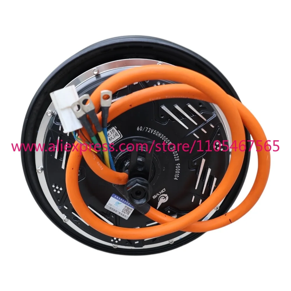 Top-mounted permanent magnet waterproof DC motor 60V 72V 3000W 10 inch 50H scooter motorcycle hub motor blade