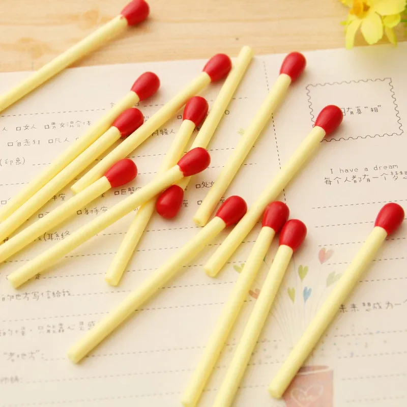 Back To School Small Favor Mini Match Shaped Plastic Ballpoint Pen Cute Novelty Writing Toy Pen For Kids Daily Use