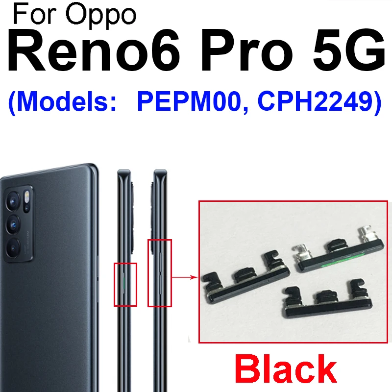 For OPPO Reno 6 6 Pro Plus 6 Lite 5G On Off Power Volume Up Down Keys Side Buttons Keypads Parts