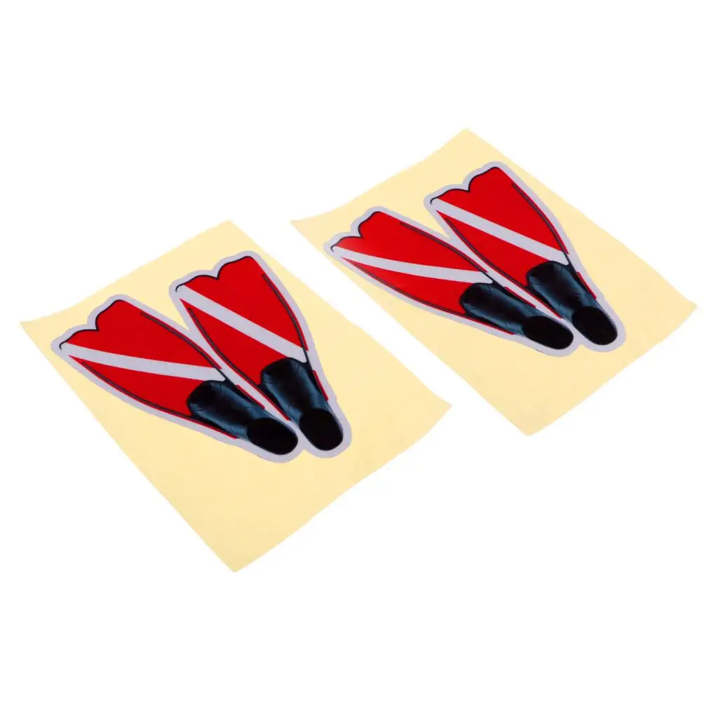 MagiDeal 2Pcs Reflective Waterproof Dive Fins Flippers Sticker Decal for Scuba Diver Marine Boat Kayak Car Bumper Laptop Window