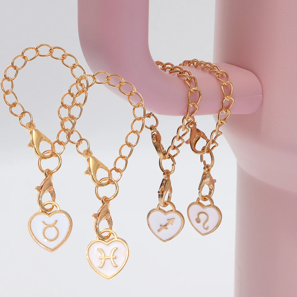 Constellation Symbol Charm Keychain Gold Plated Id Initial Letter Chain Bottle Identification Chain Bag Letter Chain Cup Chain