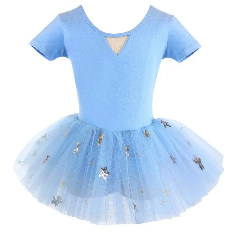 B030  Children's dance dress Training dress Summer short sleeved girl ballerina Princess dress one-piece dance dress