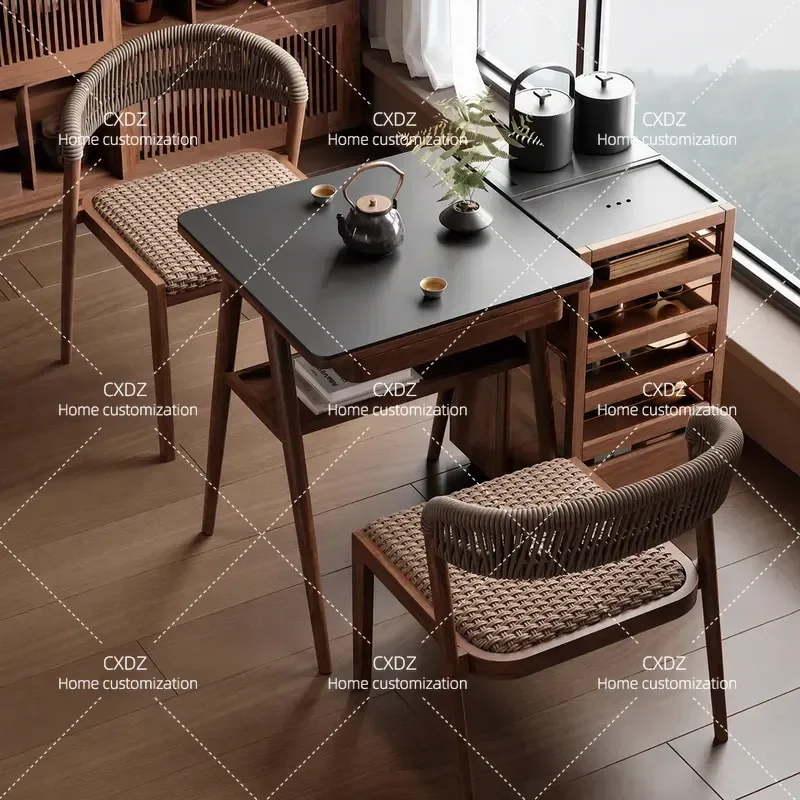 Mountain Balcony Small Table and Chairs Set Leisure Reading Tea Table for Small Apartment Cozy Style One Table Two Chairs