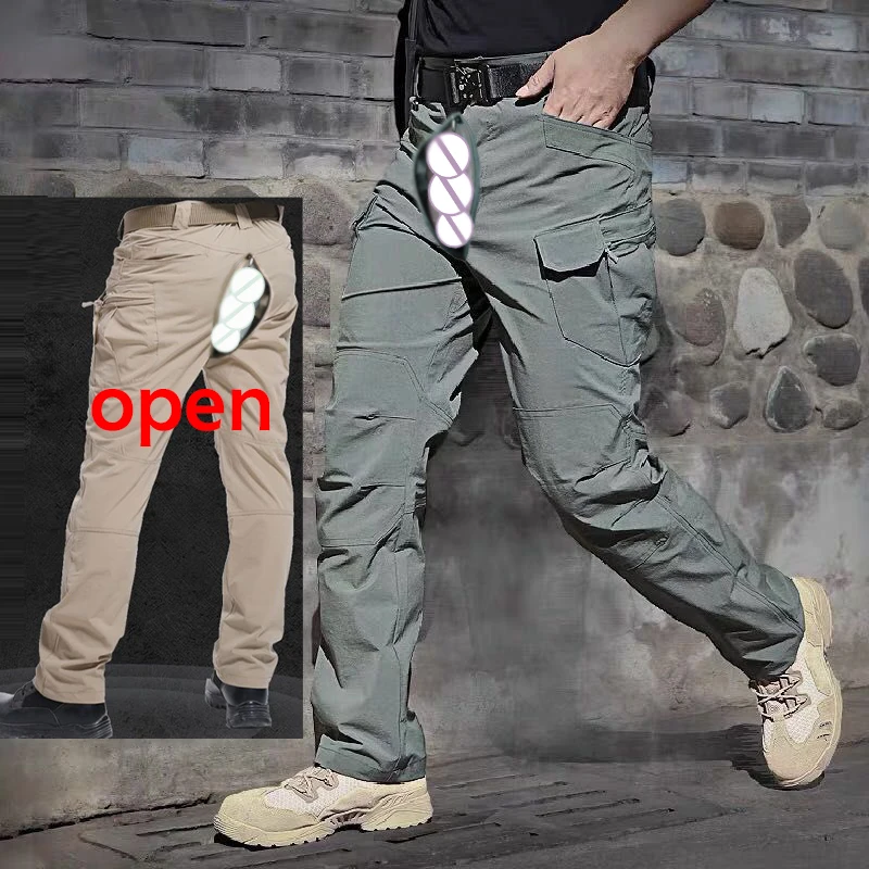 Open Crotch City Tactical Cargo Pants Classic Outdoor Hiking Tactical Joggers Military Multi Pocket Trousers Outdoor Sex Exotic