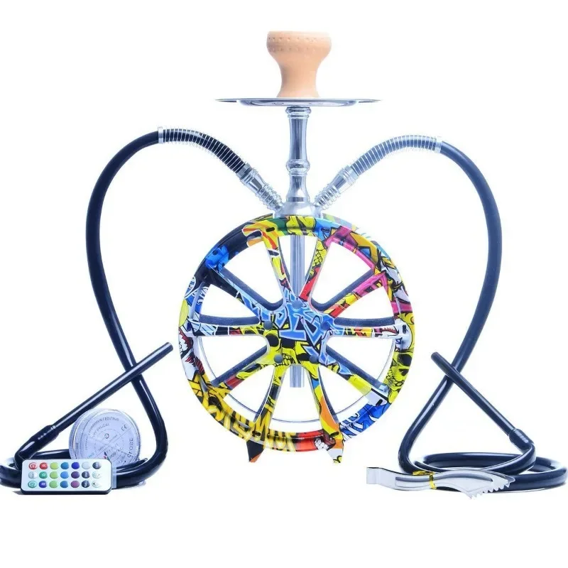 Hookah Arabian plastic glass bong large double tube gravity hookah acrylic wheels hookah for smake shisha boxкальян نرجيله