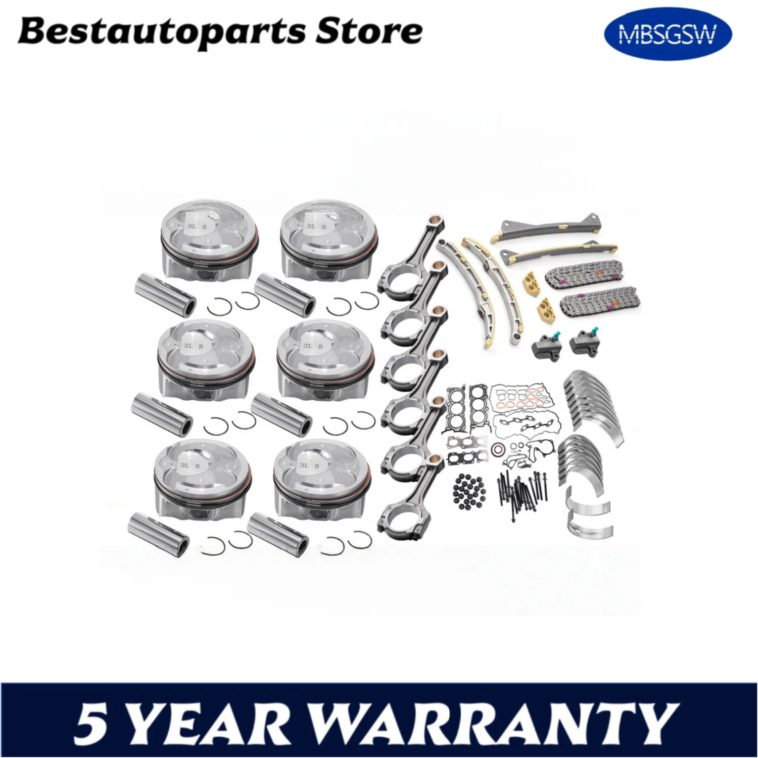 

G6DH 3.3L Engine Rebuild Overhaul Kit Timing Pistons Gasket Fit Hyundai Fe Kia