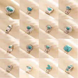 Baby Blue Jewellery Ring Stainless Steel Opening Adjustable Geometry Square Drop Peach Heart Sun High Quality Finger Jewelry