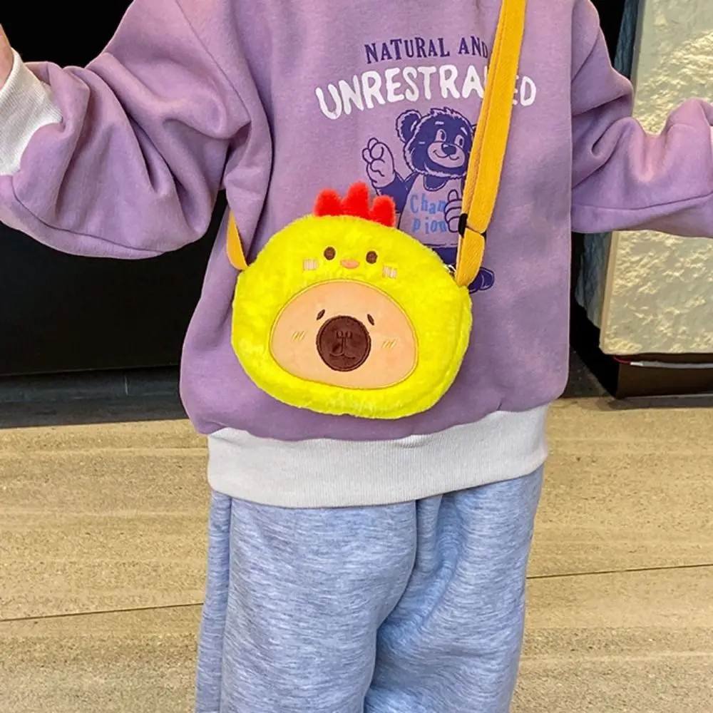 Large Capacity Capybara Shoulder Bag PP Cotton Cartoon Animal Animal Crossbody Bag Portable Zipper Frog Coin Purse Daily