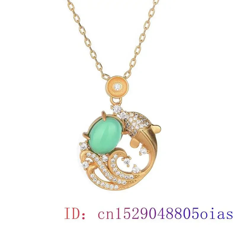 Jade Carp Pendant Gifts Necklace Zircon Fish Women Gemstone Natural Fashion Chinese Chalcedony 925 Silver Charm Jewelry Amulet