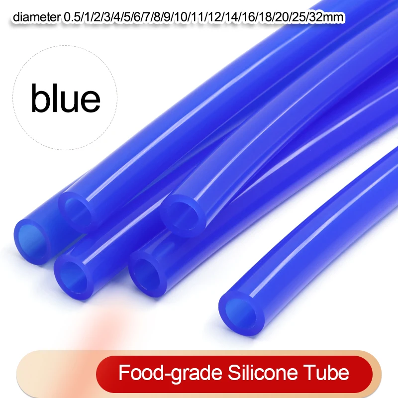 1~10m Food Grade Silicone Rubber Hose Blue Diameter 0.5 1 2 4 5 6 7 8 9 10 11 12 14 16 18 20 25 32mm Flexible Silicone Tube