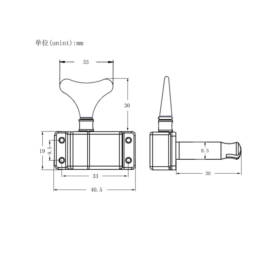 Tuning Pegs para baixo elétrico, cabeça de máquina, acessório prata, 2R2L, 4 pcs