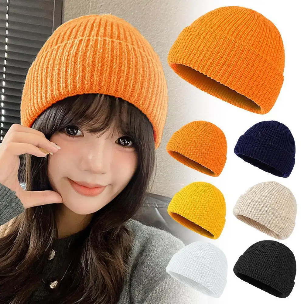 Solid Color Warm Knitted Brimless Hat Women/Men Beanies Winter Autumn Hip Hop Skullcap Street Beanie Unisex Fashion Melon Cap