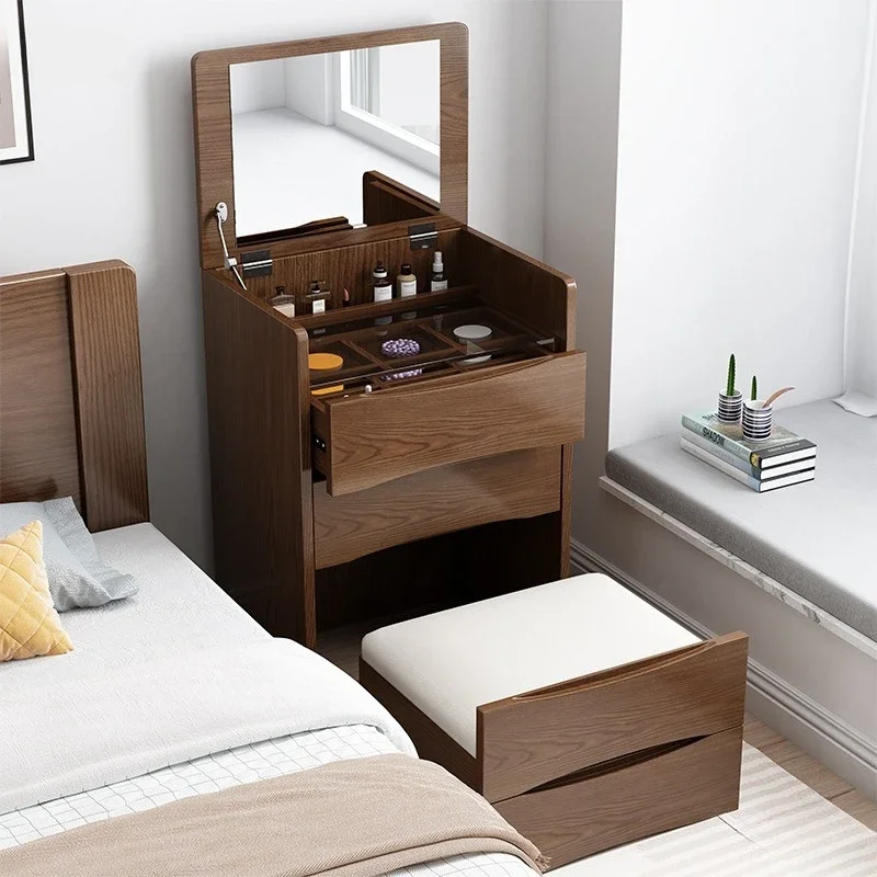 Solid wood dresser, bedroom modern simple small flip-top makeup table, bedside table, chest