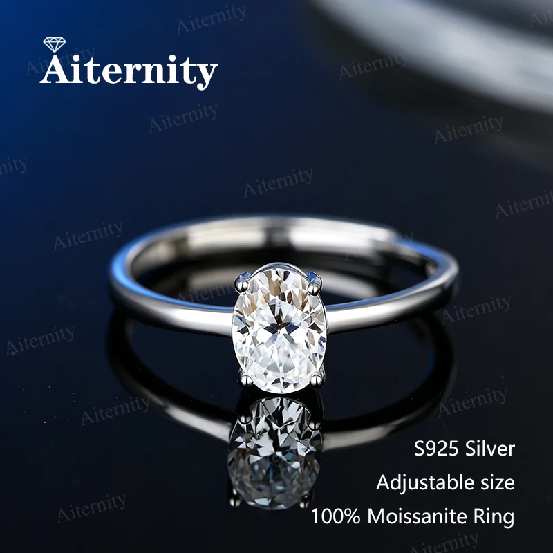 0.5-2CT Oval/Radiant Moissanite Rings For Women Real S925 Silver with GRA Certificate Passed Diamond Testing Ring Wedding Band