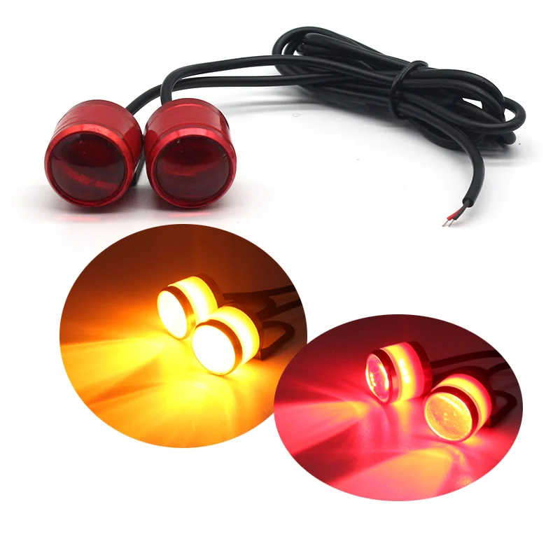 2pcs With Bracket Strobe Car Eagle Eye LED Reverse Backup Driving Light Signal Lamps Motorcycle Warning Daytime Running Lights