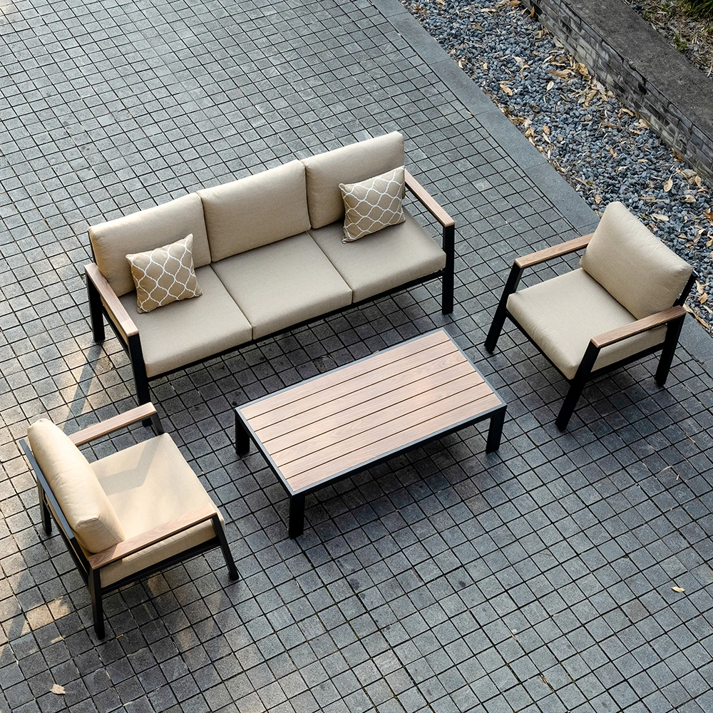 Free Shipping Fee Outdoor 4-Piece Garden Sofa Set With Armrests