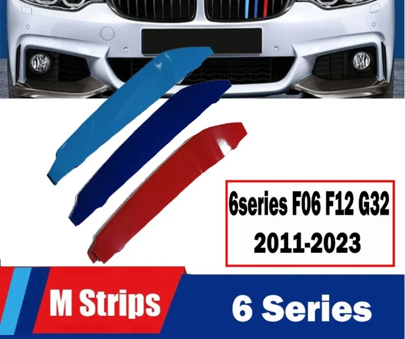 3D M Front Grille Trim Sport Strips grill Cover Performance Stickers For 2010-2023 BMW 6 Series F12 F13 F06 640i 650i G32 GT6