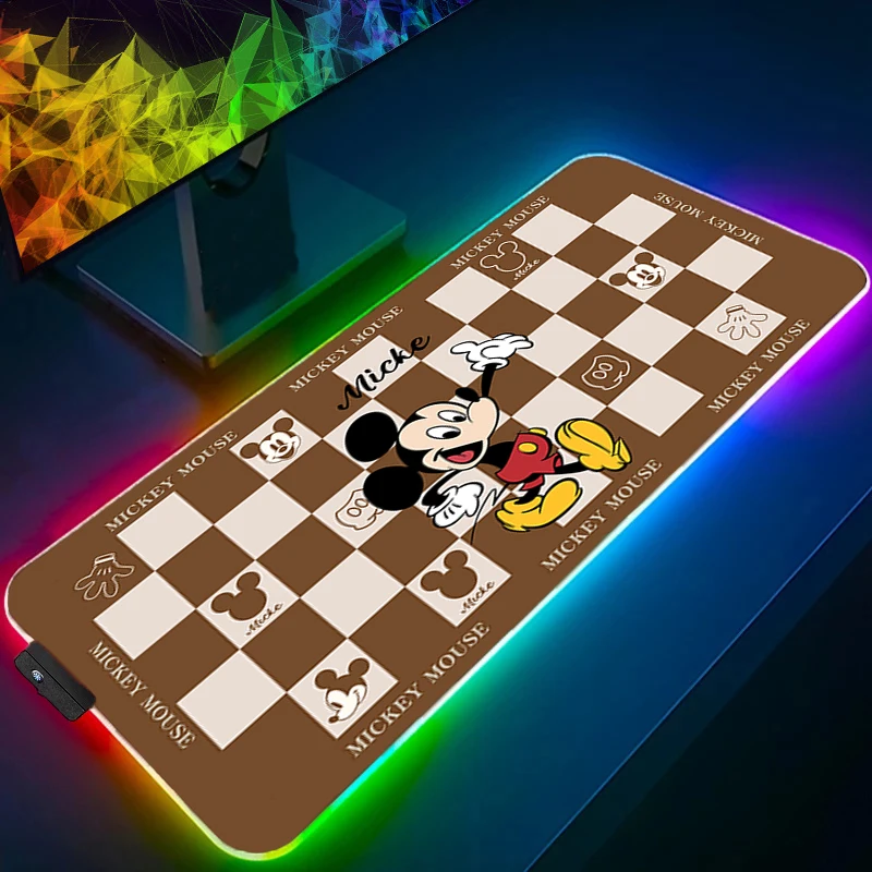 الخلفية XXL المطاط كبير PC ماوس الوسادة RGB ميكي وميني Kawaii ألعاب الألعاب ماوس منصات LED مكتب لوحة المفاتيح حصيرة الكمبيوتر حصيرة #1