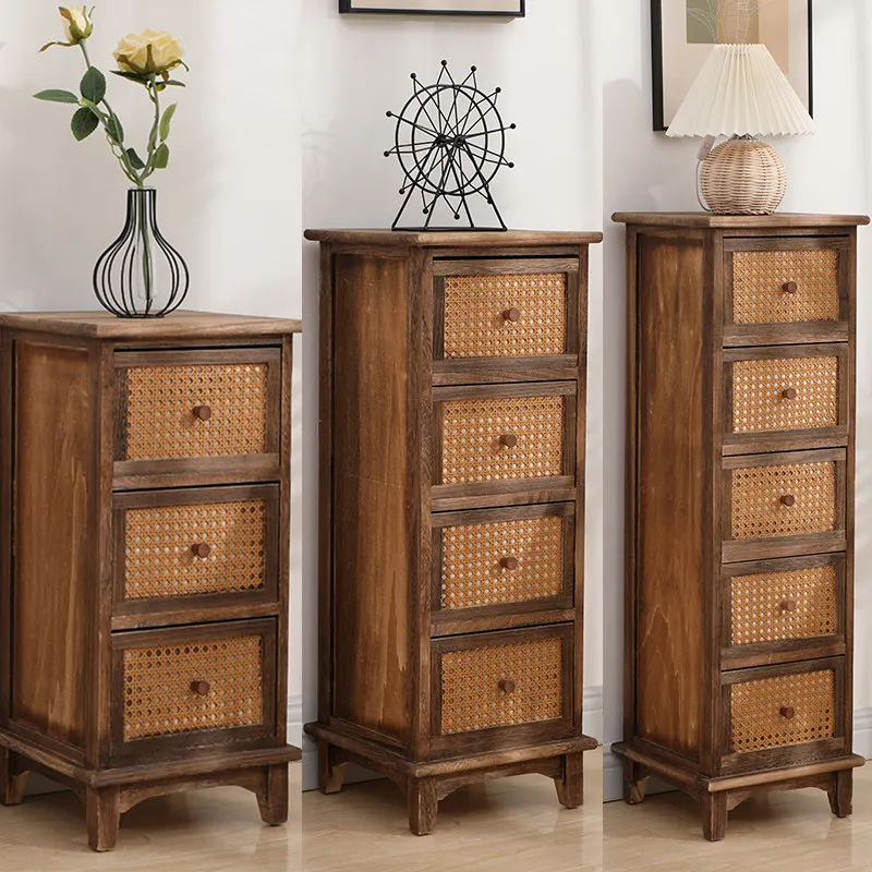 

Узкий шкаф для хранения 30 см из массива дерева, узкий комод для спальни, винтажный органайзер и небольшой шкафчик