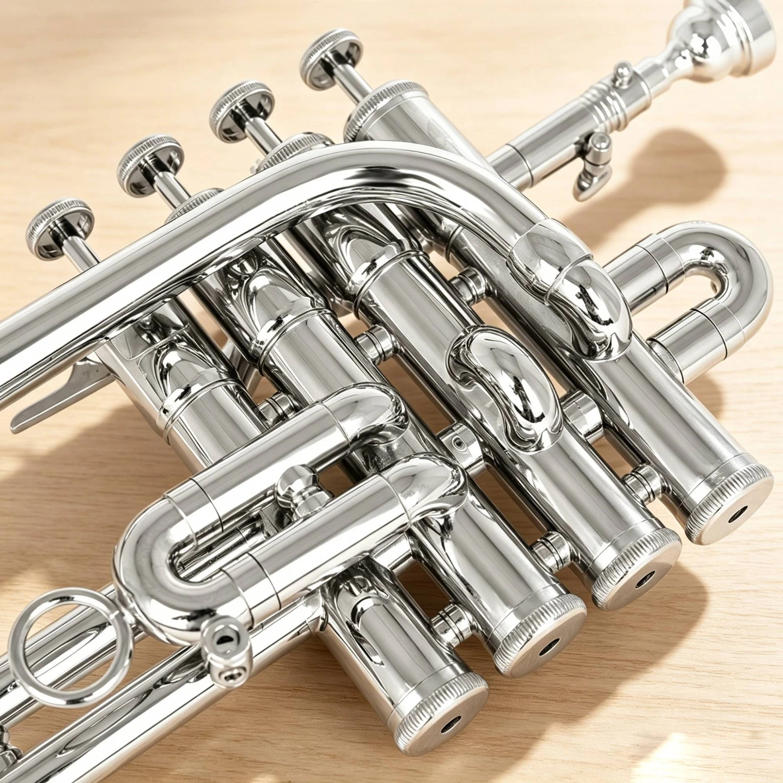 Trumpet with Cleaning Kit Polished 4-Valve Trumpet Brass Instrument User-Friendly Responsive for Students, Lessons