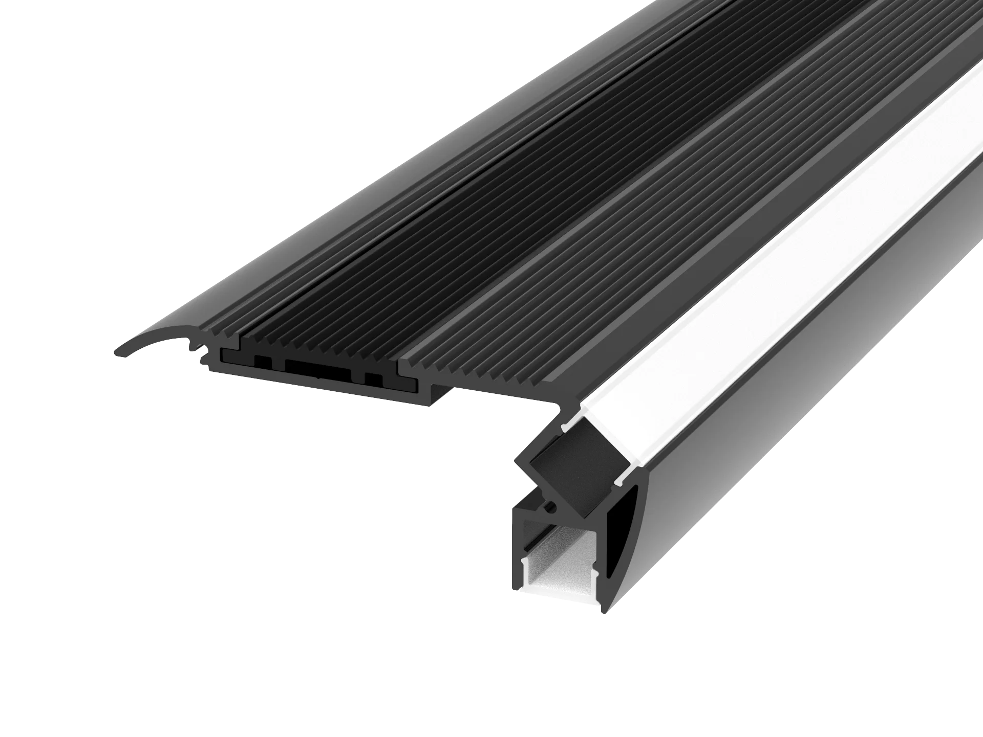 100cm/pcs Up and down emiting Anodized Black Step Stair nosing light down led heatsink extrusion led stair aluminum profile