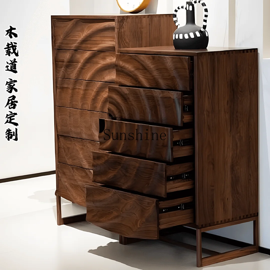 Minimalist Chinese antique TV vertical cabinet solid wood living room small apartment living room edge