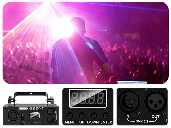 U'King LED Indoor Stage Light RGB LS Scanner Beam Effect LS Projector Lighting DMX512 Sound Activated for DJ Disco Party