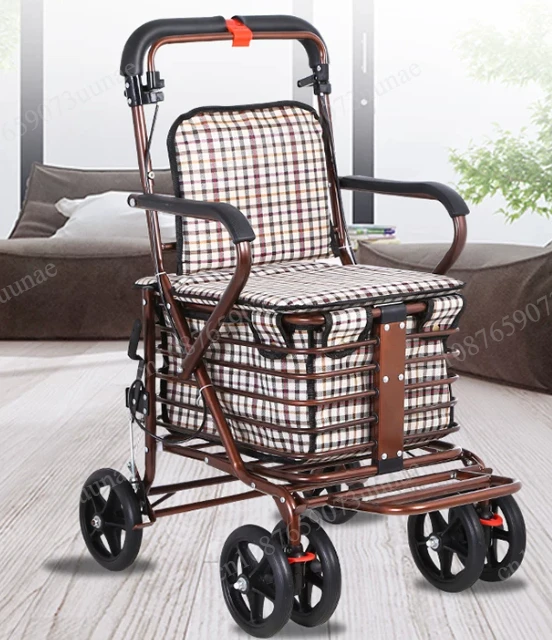 Push sit assistive vehicle, walking aid, folding shopping cart