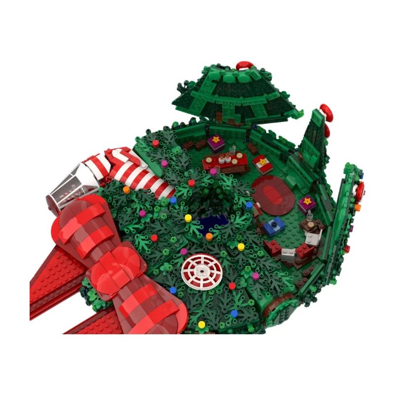 Sci Fi Interstellar Wreath Shaped Vessel Christmas Gift MOC Building Blocks Spaceship Model DIY Assembly Bricks For Space Scene