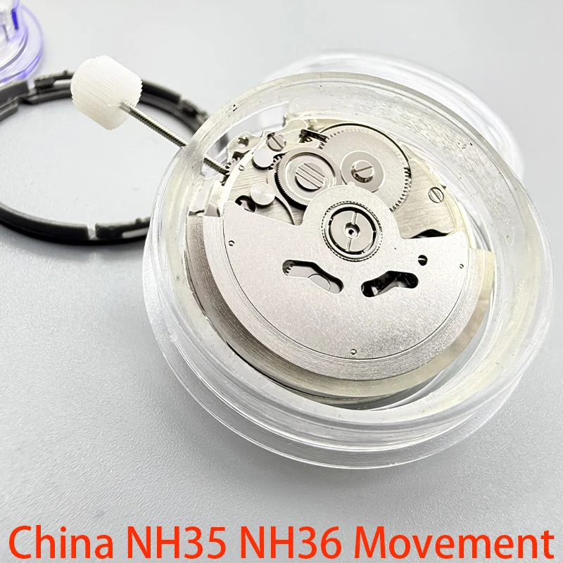 China NH35 NH36 Mechanical Movement with Movement Holder Fit NH35 NH36 Watch Case High Accuracy Watch Movt Case Mod Parts