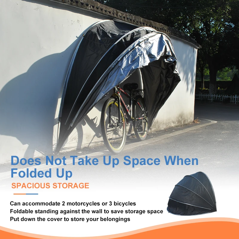 Hanging on Wall 3 Bicycles Bike Tent or 2 Motorcycle Storage tent,Fence tent, Portable Outdoor Garage, Silver Coating Fabric