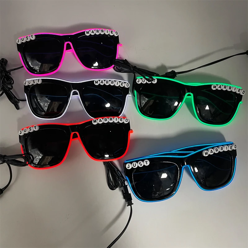 LED-Brille, nur verheiratet, Hochzeit, Braut, Überraschungsgeschenk, Paar-Brille, Souvenirs, leuchtende Herz-Brille, verheiratete Sonnenbrille – Detail 3
