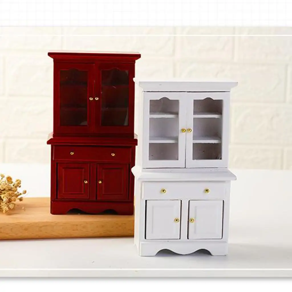 12th Dollhouse Wooden Vintage Style Cabinet Cupboard for Room Furniture DIY