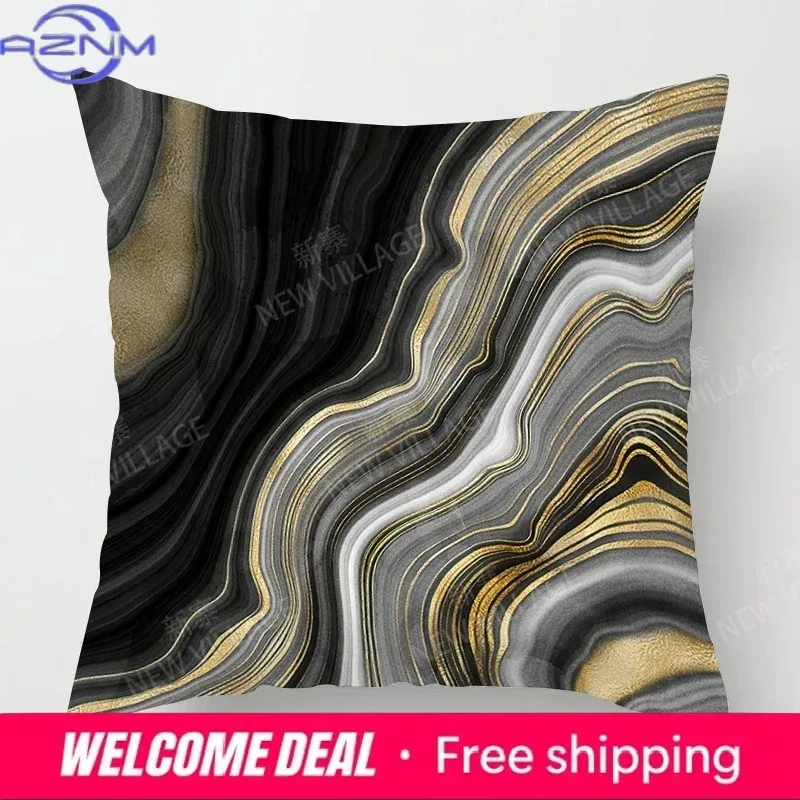 Abstract Personality Design Black Marble Cushion Cover Home Decor Throw Pillow Cover Living Room Sofa Decor