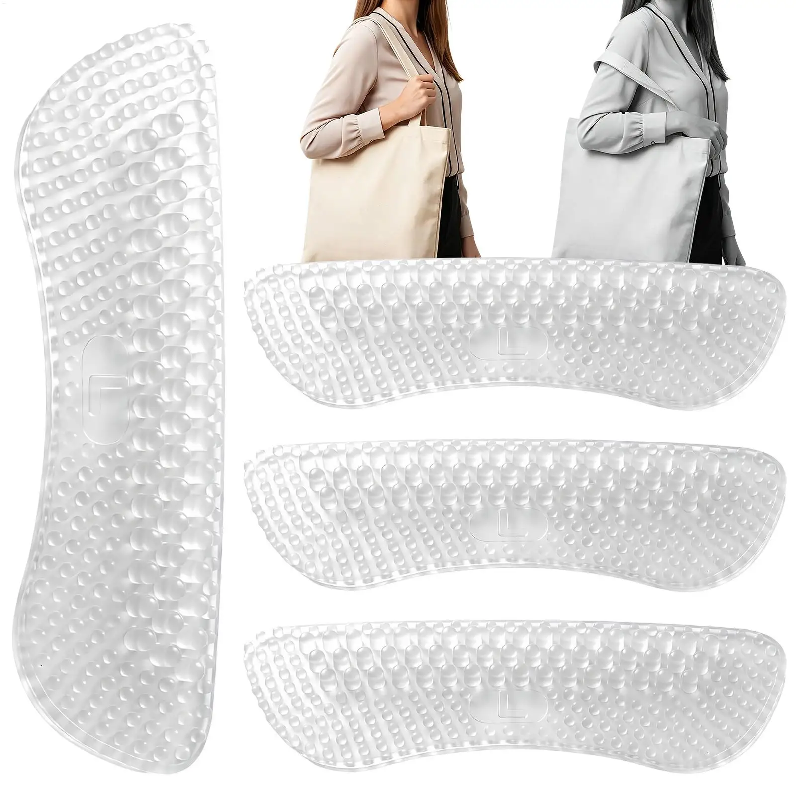 4-Piece Silicone Shoulder Strap Anti-Slip Pads, Wallet Shoulder Strap Non-Slip Pads, Shoulder bag Tote Clear Protective Pads